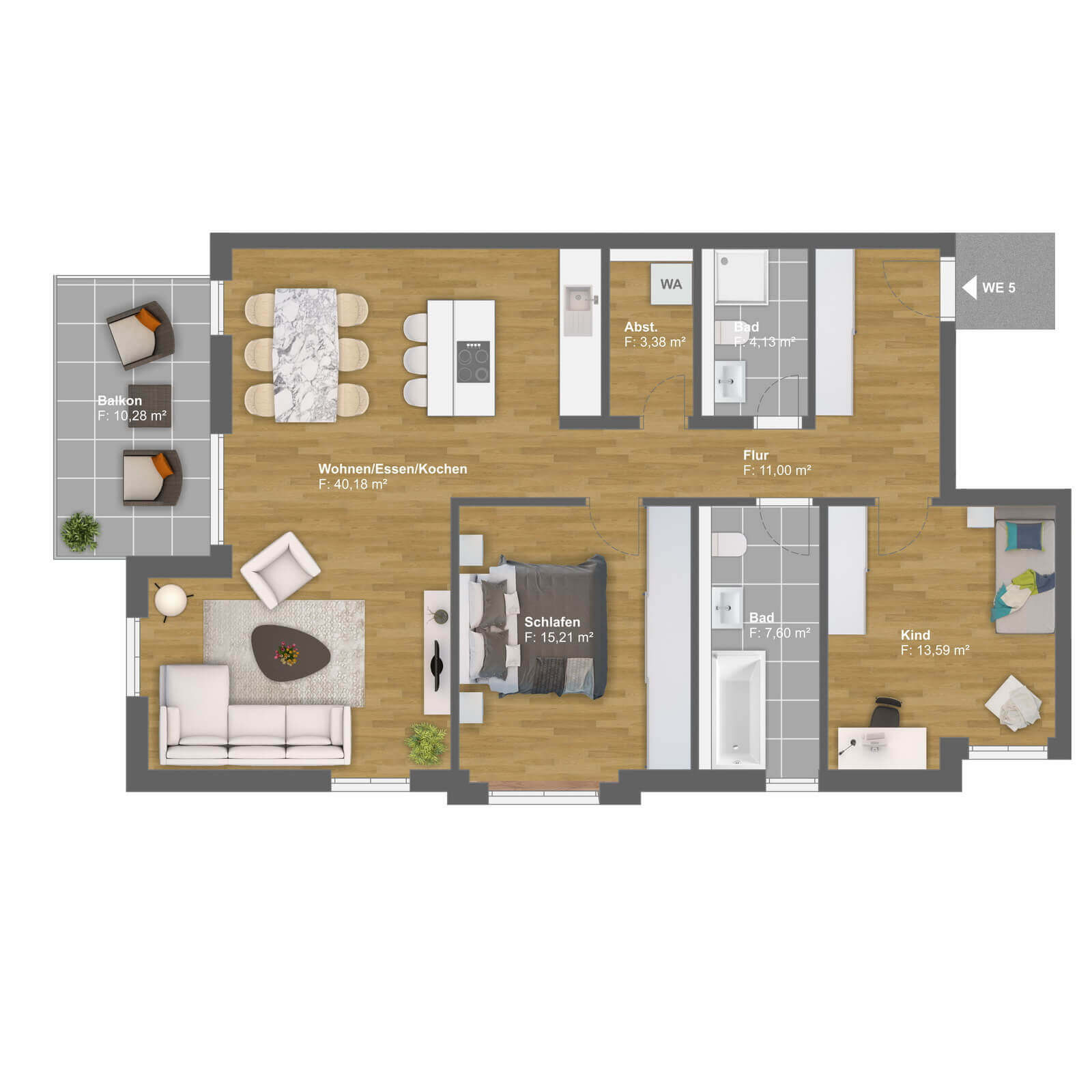Große Wohnung (95.09 m2) mit Balkon (10.28 m2) in Villa Ohöchstadter 45, Oberursel, Deutschland