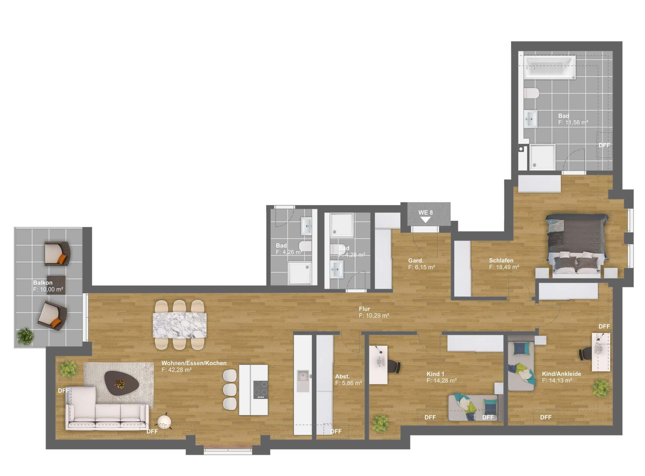 Sehr große und gut organisierte Wohnung (131.58 m2) mit Terrasse (10.00 m2) in Villa Ohöchstadter 45, Oberursel, Deutschland