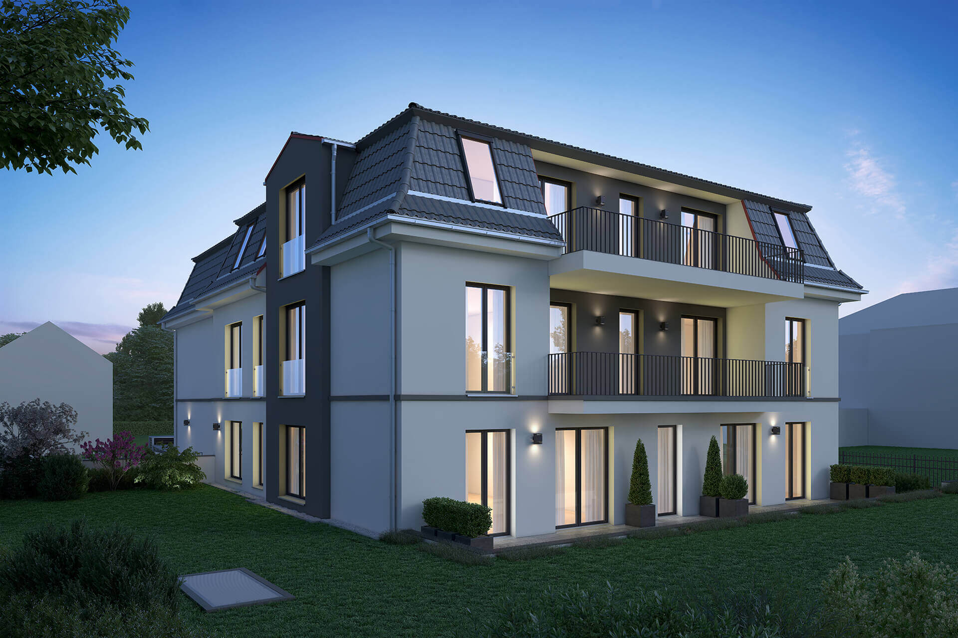 Die Villa Ohöchstadter 45 mit der schönen Grünfläche um sie herum in Oberursel, Deutschland